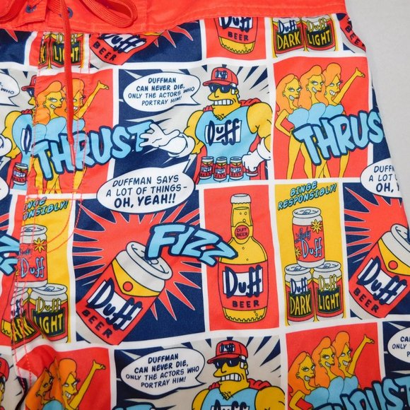 The Simpsons Mens XL Duffman Comic Swim Board Shorts - Picture 5 of 9